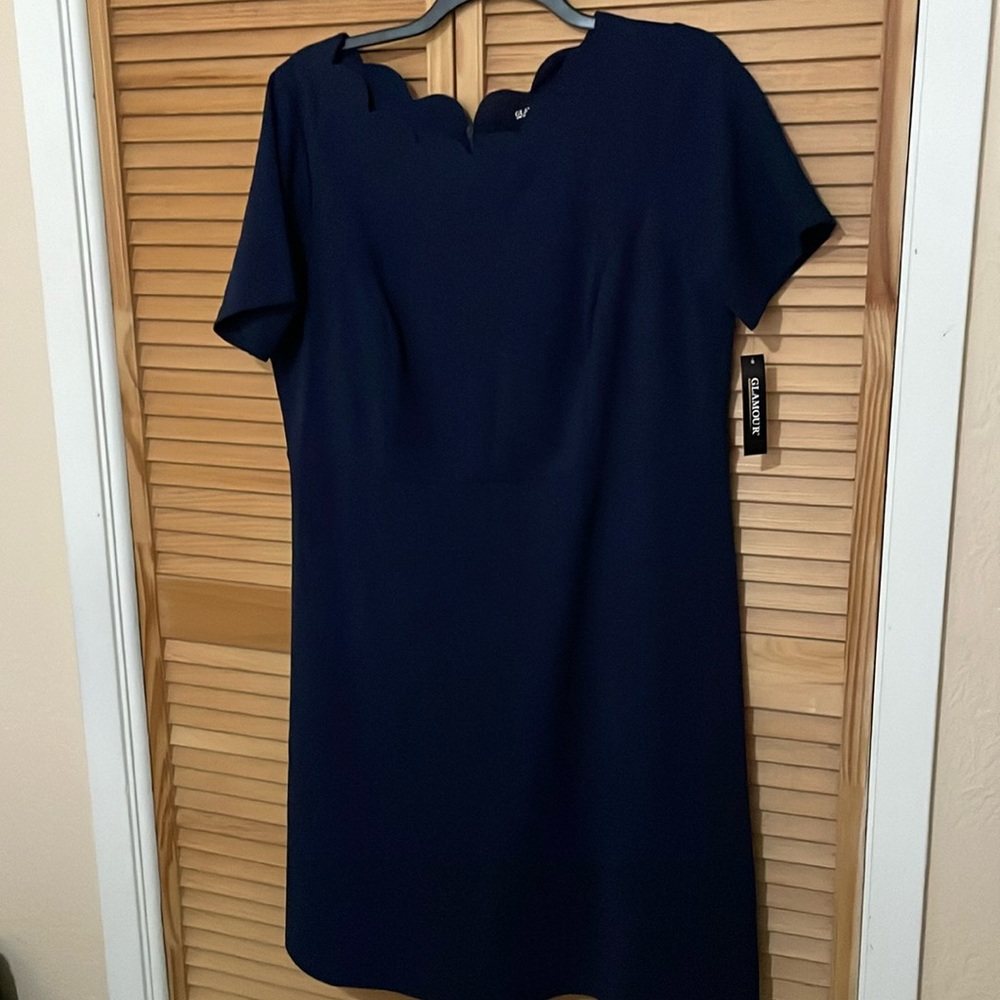 Plus Size Blue Scalloped Dress.